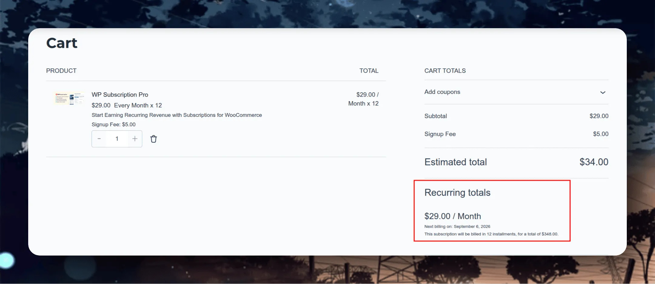 Variation Split Payment Price Total in Checkout