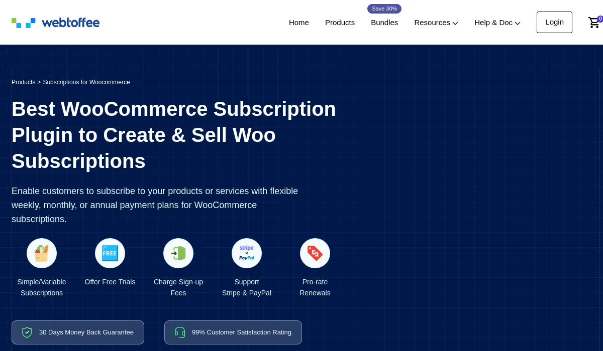 Subscriptions for WooCommerce by WebToffee website