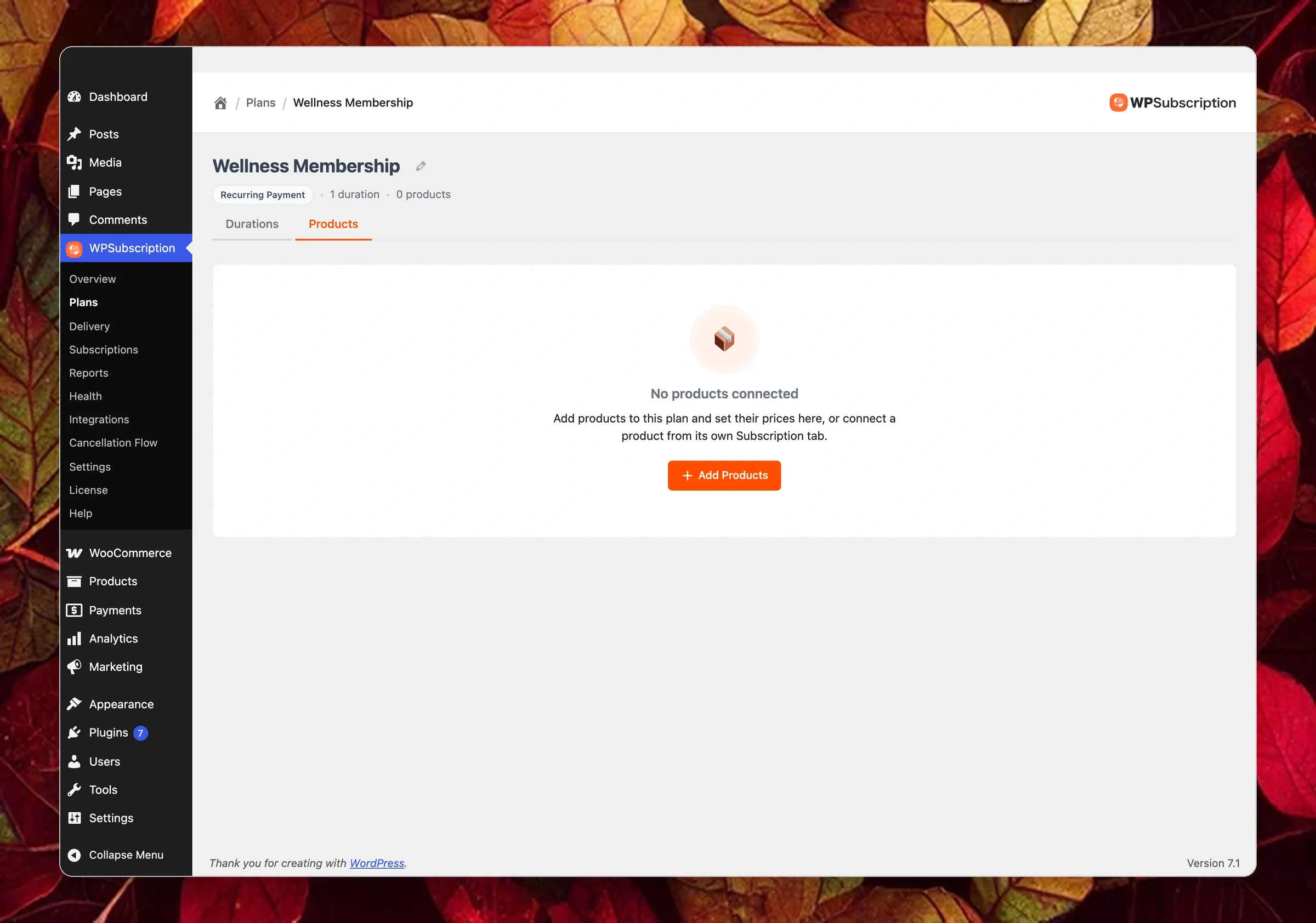 WPSubscription Plan Products and Pricing Table