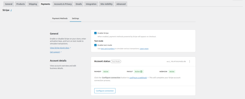 enable stripe