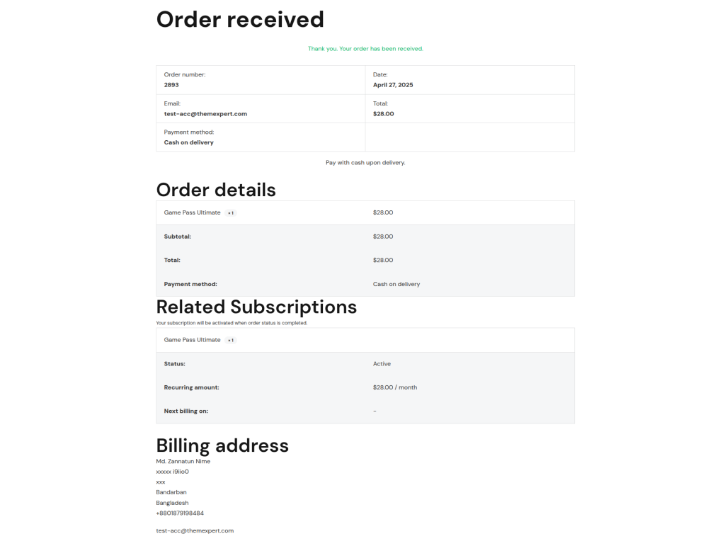 order confirmation