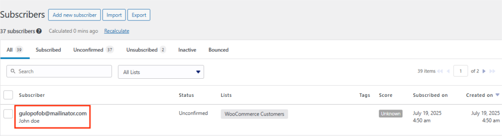WPSubscription sheet