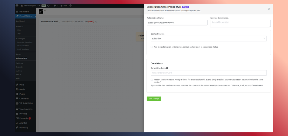 How to Automate WooCommerce Subscription with FluentCRM grace over
